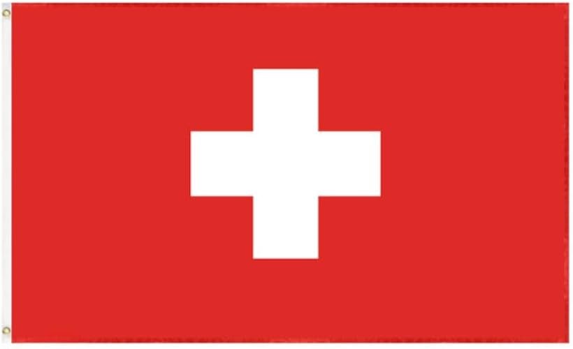 国旗 世界国旗 ハトメ式 フラッグ スポーツ 観戦 応援グッズ 運動会 (21.スイス, 90x150cm)