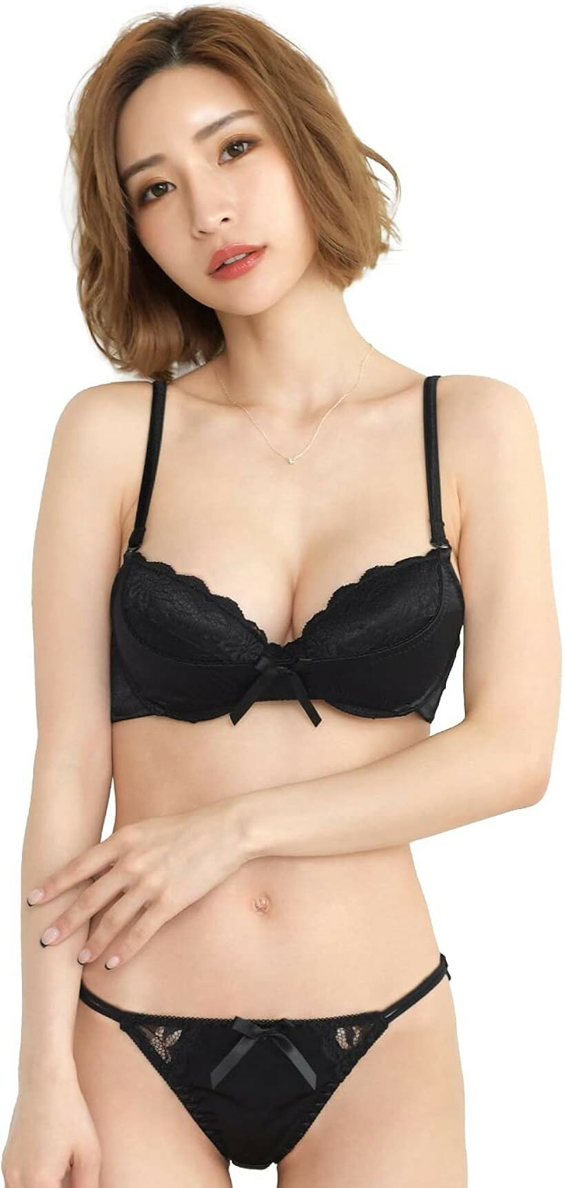 レディース ブラ ブラジャー ショーツ 上下 セット セクシー サテン レース 女性 下着 ブラック B70 (ブラック, B70)