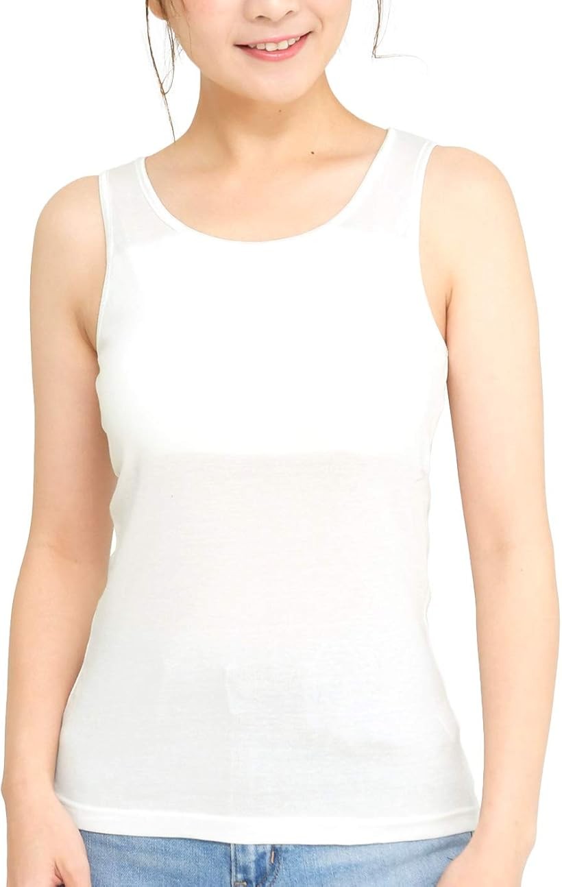 Women'S Underwear - タンクトップ レディース インナー シンプル 無地 (ホワイト(カップ付き), 2XL)