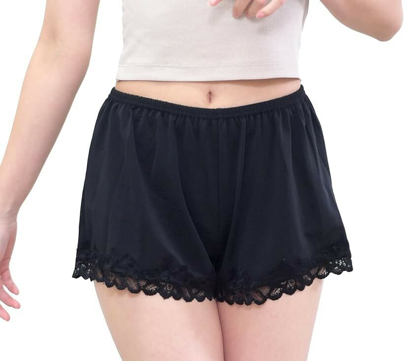 レディース 女性 パンツ ペチコート ペチパンツ (ブラック, L-LL)