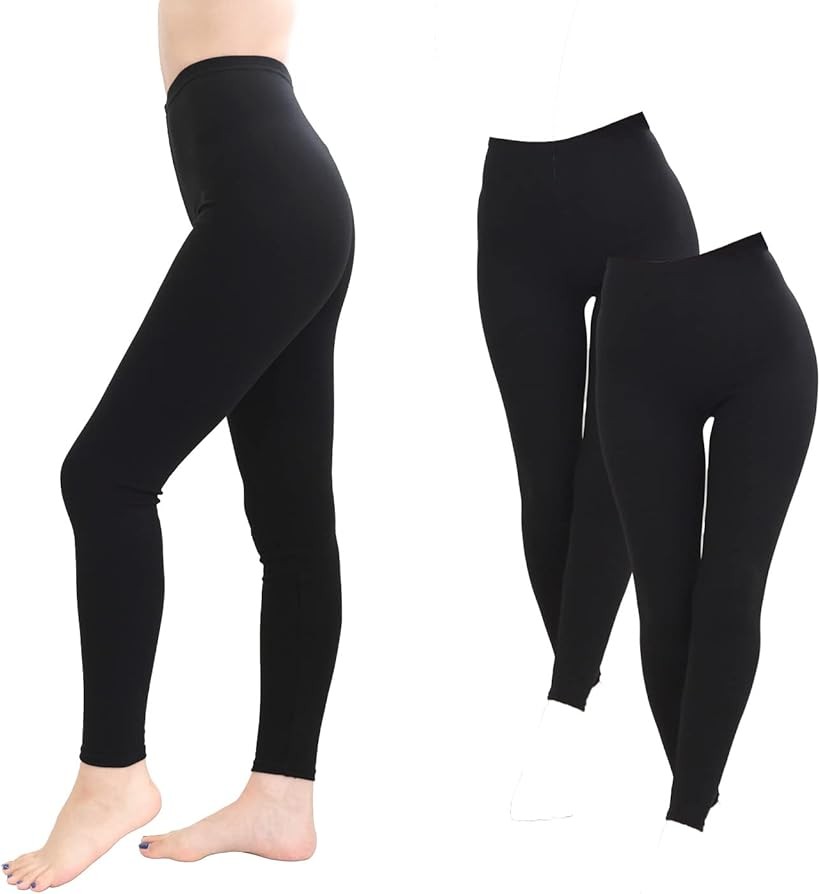 レギンス パンツ 綿混 コットン レディース 女性 スパッツ 日本製 伸縮性 ストレッチパンツ インナー下着 ゆったり お洒落 細め 引き締め (ブラック10分丈2個, M-L)