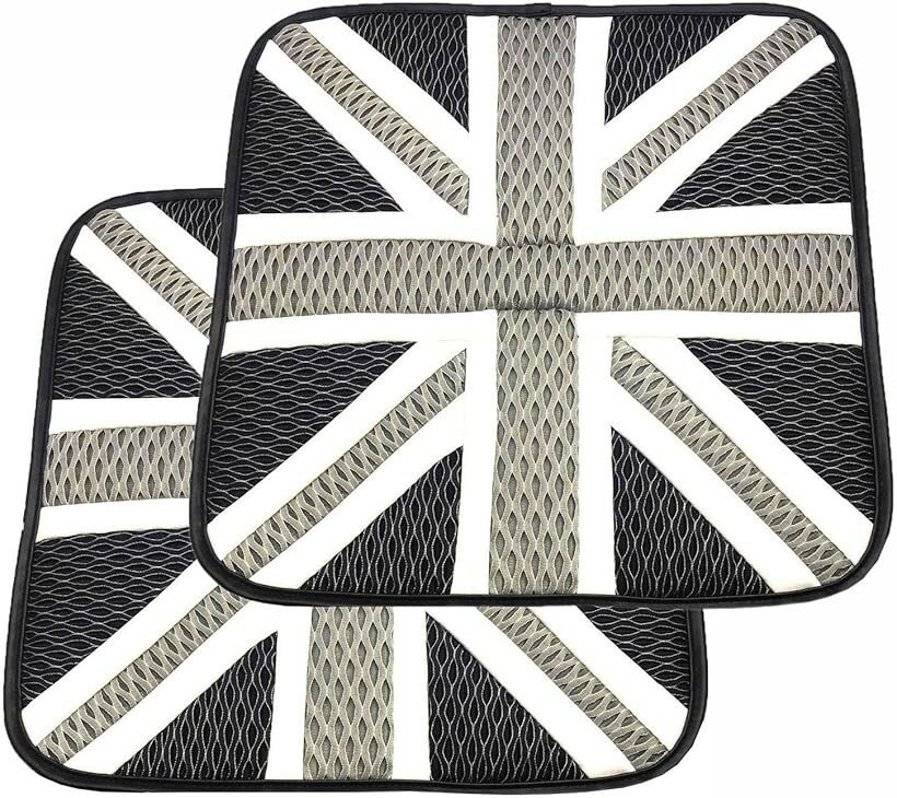 スカイベル カー シート クッション 2枚セット 車 通気性 薄型 ミニクーパー BMW MINI 対応 アクセサリー 座布団 運転席 助手席 (ブラックジャック)