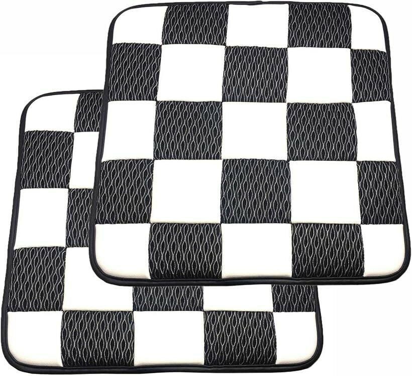 スカイベル カー シート クッション 2枚セット 車 通気性 薄型 ミニクーパー BMW MINI 対応 アクセサリー 座布団 運転席 助手席 (チェッカー)