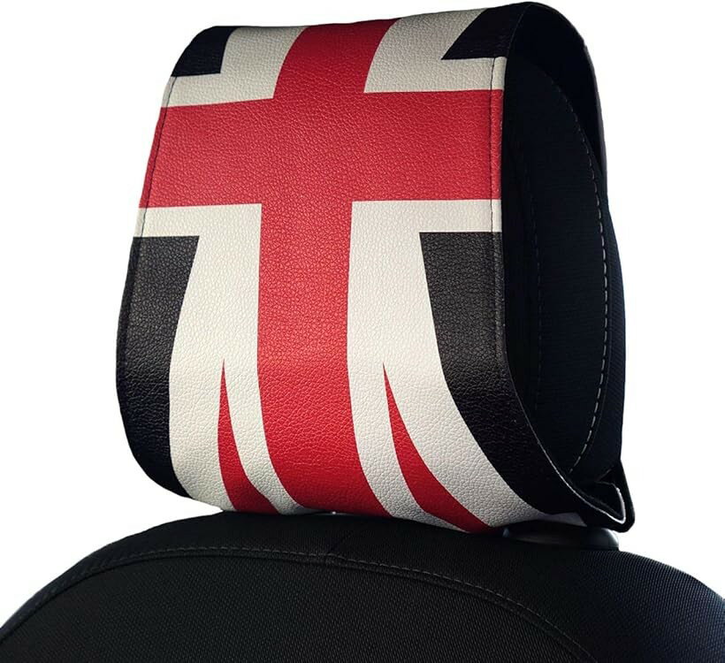 スカイベル ヘッドレストカバー 車 ミニクーパー BMW MINI 対応 アクセサリー 2枚セット 車用 グッズ パーツ 便利グッズ (ユニオンジャック「BK」)