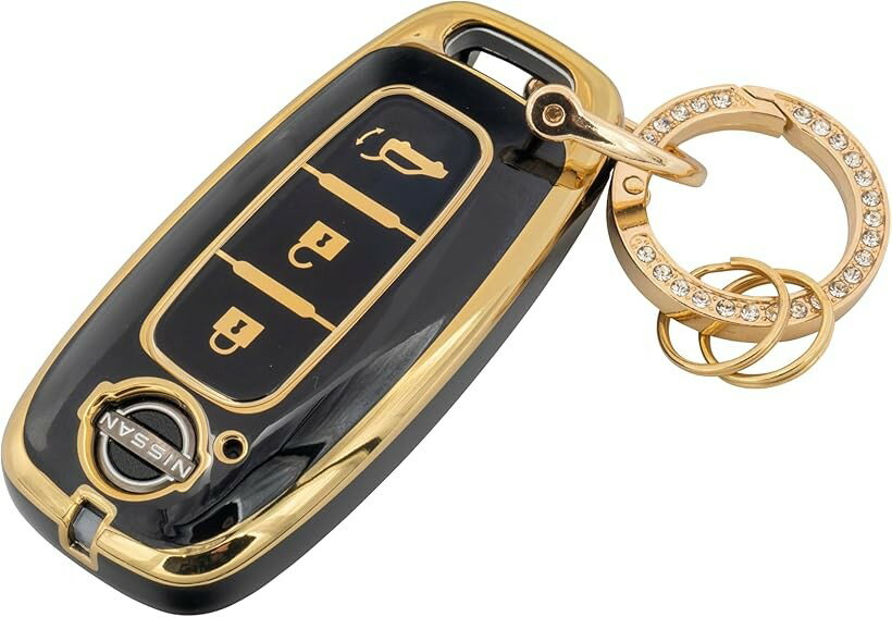 キーケース 日産 エクストレイル t33 アリア b6 b9 ニッサン NISSAN 対応 キーカバー インテリジェントキー 3ボタン スマートキー (ブラック)