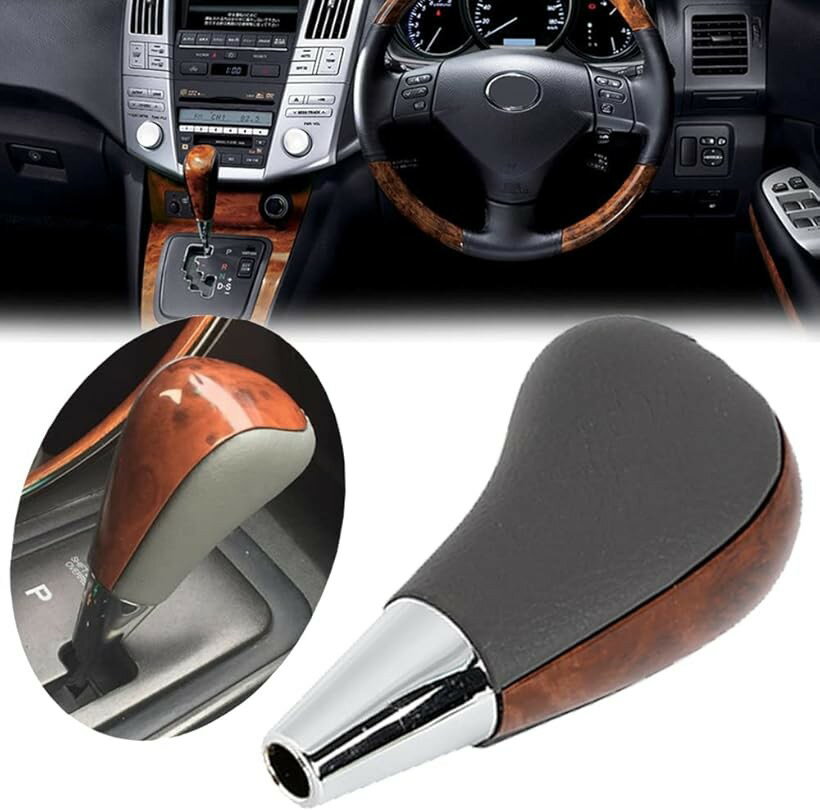 トヨタ シフトノブ ウッド デッキ カローラ クラウン ランクル RAV4 レクサス TOYOTA LEXUS 汎用 グレーレザー (グレーレザー)