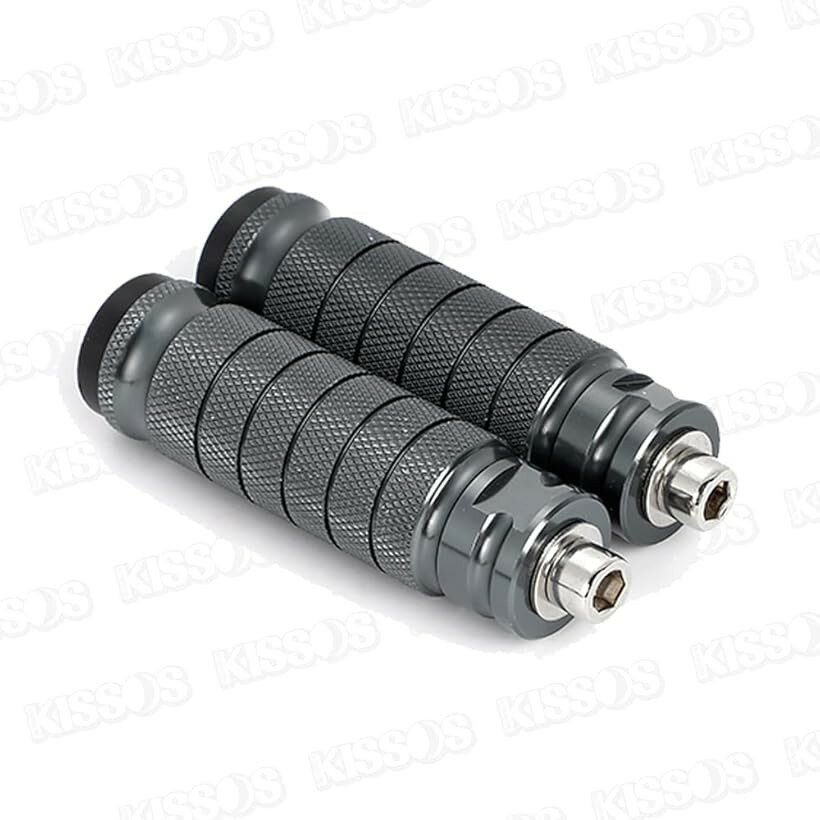 互換品フットペグ ステップバー バイク タンデムステップ ペダル ローレット CNC アルミ 汎用品 左右セット アイアン (アイアン)