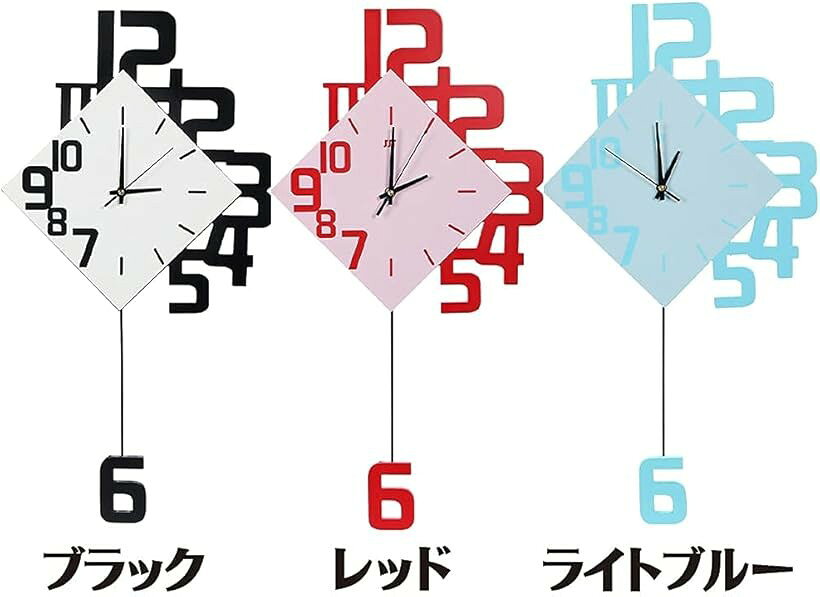 掛時計 振り子 インテリア 北欧 モダン 揺れる 飾り 雑貨 おしゃれ ブラック M (ブラック, Medium) [2]