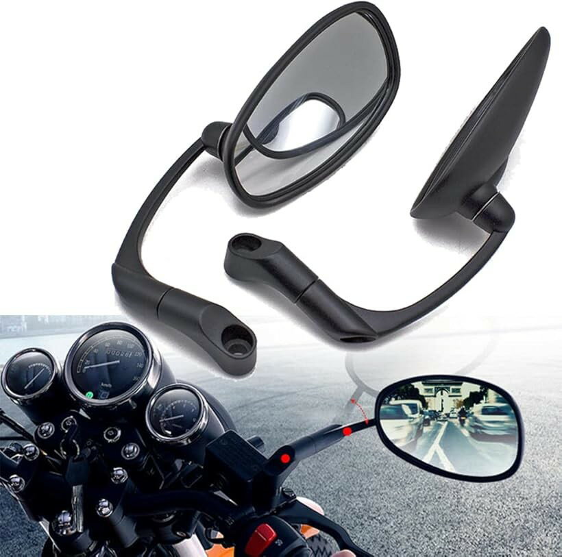 互換品バレンミラー バイク サイドミラー 8mm 10mm フォルツァ ドラックスター TR250 CB400SF 汎用 左右セット マットブラック (マットブラック)