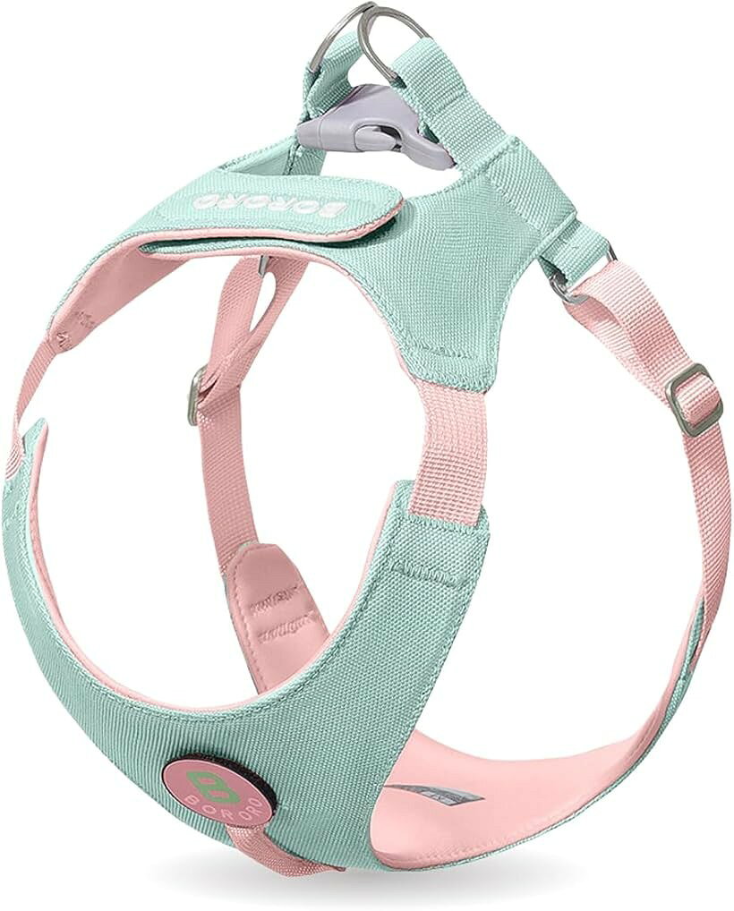 Harness Leash - 犬 ハーネス 小型犬 中型犬 抜けない おしゃれ 可愛い 負担が少ない 胴輪 軽量 柔らかい 通気性 蒸れない 猫兼用 超小型犬 (ミントグリーン, XS)