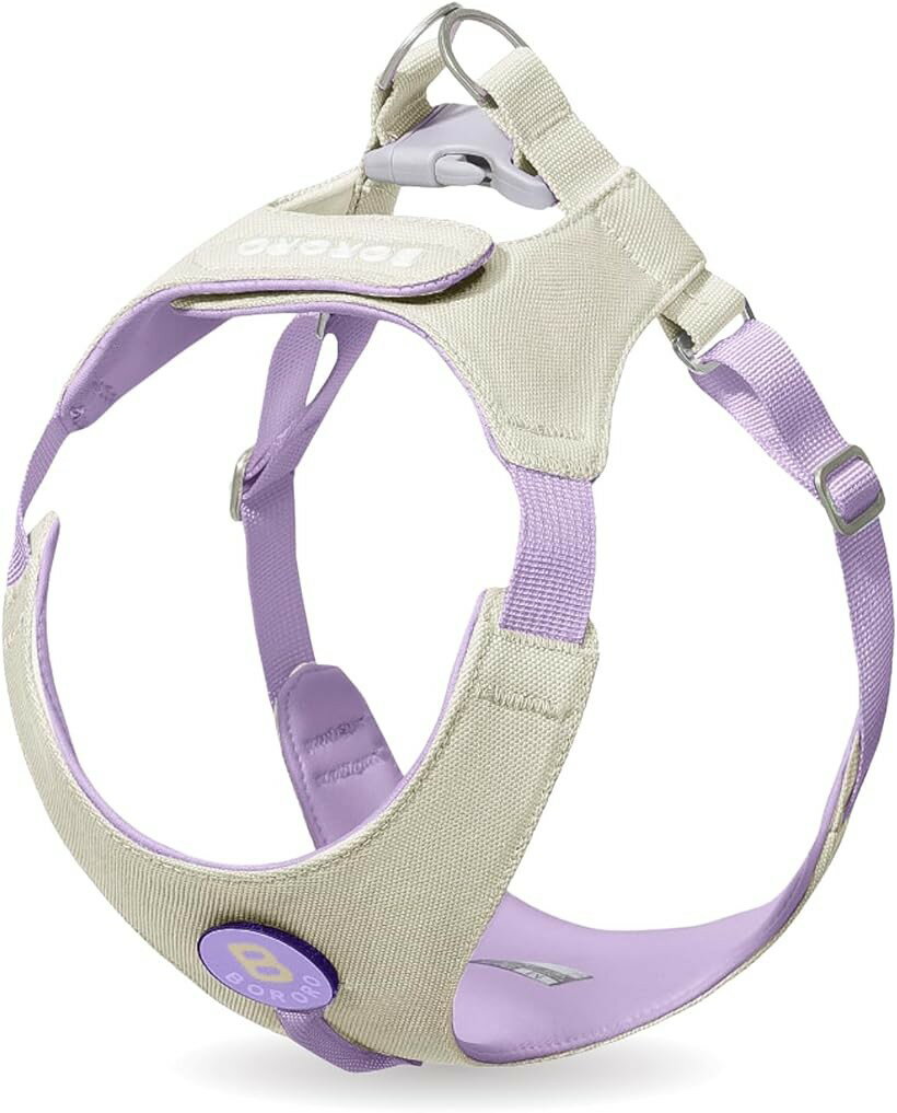 Harness Leash - 犬 ハーネス 小型犬 中型犬 抜けない おしゃれ 可愛い 負担が少ない 胴輪 軽量 柔らかい 通気性 蒸れない 猫兼用 超小型犬 (アイボリーベージュ, M)