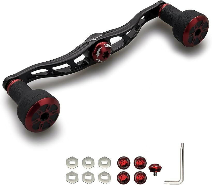 バリエーションコード : 2b2r04gqnf商品コード2b22j8s6g6商品名リール ハンドル 24mm TPE製ノブ搭載 シマノ ダイワ アブガルシア 通用 ベイトリール 用 TPE Arch Series HT24202ブランドHEIGHTENカラー120mm - ブラック＆ワインレッド「サイズ」直径24mm TPE製ノブ、ハンドル軸心距離105mm/120mm。「105mm総重」38g(センターナット含む)「120mm総重」43.5g(センターナット含む)「素材」ノブ-TPE＆航空アルミ、ハンドル-航空アルミ。「105mm付属」4x7mmセンターナット2個、5x8mmセンターナット2個、DAIWA STEEZセンターナット1個、転換スリーブ1個、レンチ1個。「120mm付属」4x7mmセンターナット2個、5x8mmセンターナット2個、DAIWA STEEZセンターナット1個、6角ワッシャー 6個(取付部4x7mm、5x8mm)、レンチ1個。「適応機種」取付部4x7mm、5x8mmのDAIWA， SHIMANO， ABU GARCIAのベイトリールに適用。※ 他ネットショップでも併売しているため、ご注文後に在庫切れとなる場合があります。予めご了承ください。※ 品薄または希少等の理由により、参考価格よりも高い価格で販売されている場合があります。ご注文の際には必ず販売価格をご確認ください。※ 沖縄県、離島または一部地域の場合、別途送料の負担をお願いする場合があります。予めご了承ください。※ お使いのモニタにより写真の色が実際の商品の色と異なる場合や、イメージに差異が生じることがあります。予めご了承ください。※ 商品の詳細（カラー・数量・サイズ 等）については、ページ内の商品説明をご確認のうえ、ご注文ください。※ モバイル版・スマホ版ページでは、お使いの端末によっては一部の情報が表示されないことがあります。すべての記載情報をご確認するには、PC版ページをご覧ください。
