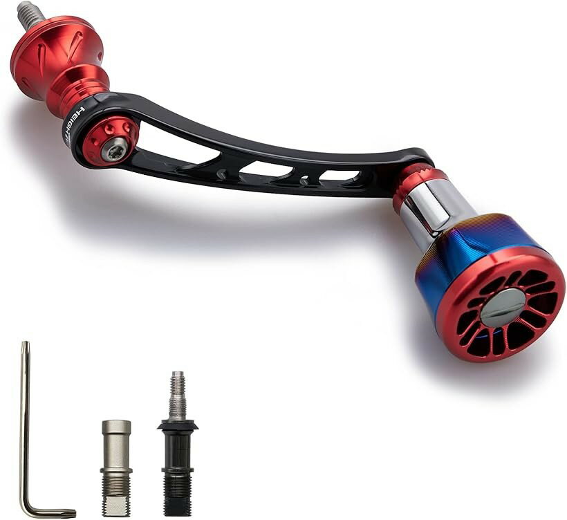 Spinning - 56mm リール ハンドル シマノ SHIMANO ダイワ DAIWA 通用 スピニングリール Arch Engine レッド＆ブラック 177 (レッド(ノブ)＆ブラック(ハンドル))