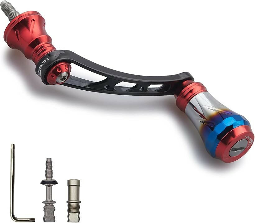 56mm リール ハンドル 20mmノブ搭載 シマノ SHIMANO ダイワ DAIWA 通用 スピニングリール Aurora Series レッド＆ブラック 417 (レッド(ノブ)＆ブラック(ハンドル))