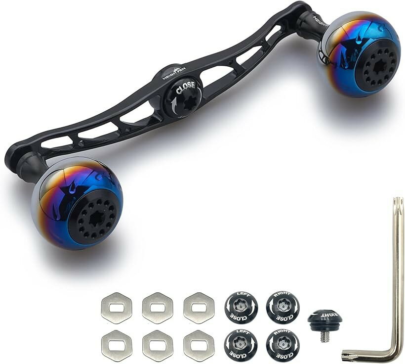 リール ハンドル シマノ ダイワ アブガルシア 通用 ベイトリール Aurora Series 373 (ブラック, 130mm)
