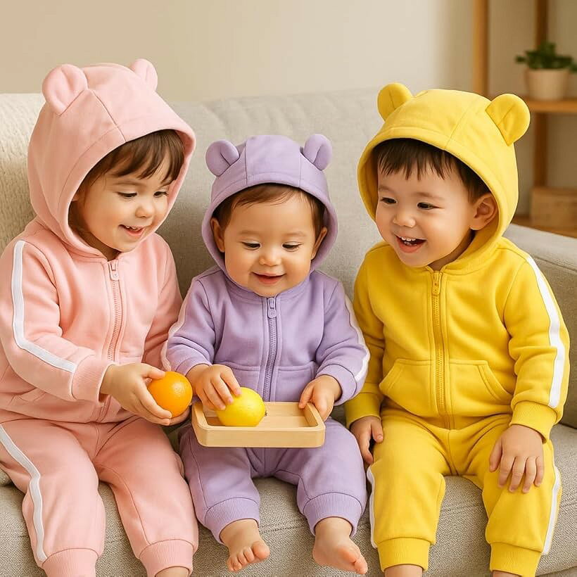 くま耳 フード付き キッズ ジャージ 上下セット キッズセットアップ 綿素材 ジュニ...