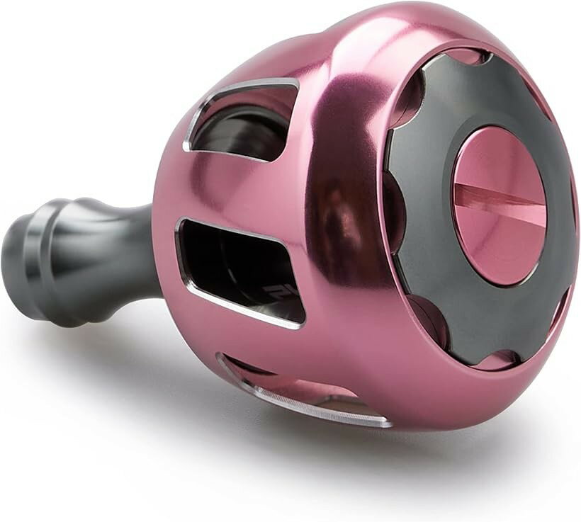 32mm リール ハンドル ノブ シマノ ダイワ 通用 Shimano Type Daiwa S用 Wheel Series ガンメタル＆桜ピンク 517 (ガンメタル＆桜ピンク(キャップ))