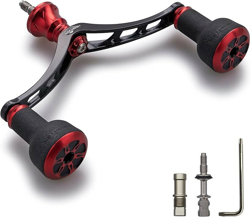 98mm リール ハンドル シマノ SHIMANO ダイワ DAIWA 通用 スピニングリール TPE Series (ブラック＆レッド)