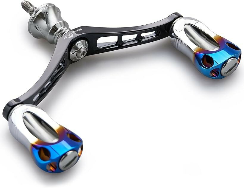 92mm リール ハンドル 22mm ノブ 搭載 シマノ ダイワ 通用 スピニングリール用 Aurora Series ガンメタル＆ブラック 571 (ガンメタル(ノブ)＆ブラック(ハンドル))