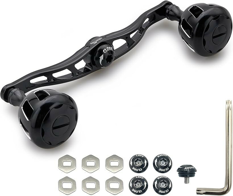 130/120mm リール ハンドル 32mmノブ搭載 シマノ ダイワ アブガルシア 通用 ベイトリール Wheel Series - ブラック 819 (120mm - ブラック)