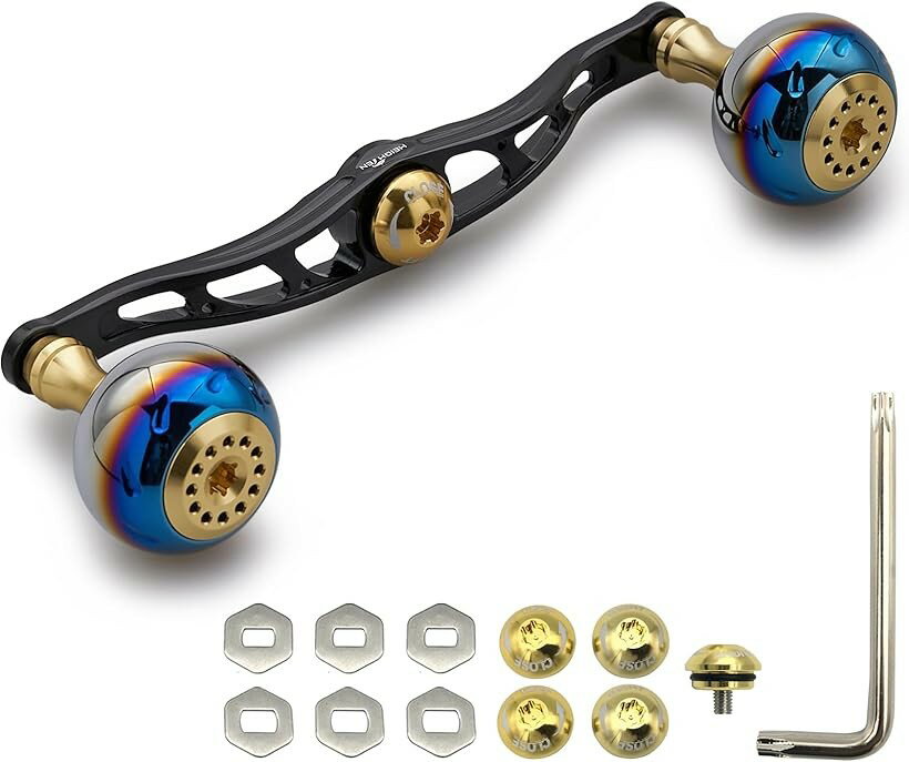 リール ハンドル シマノ ダイワ アブガルシア 通用 ベイトリール Aurora Series 812 (ゴールド＆ブラック, 120mm)