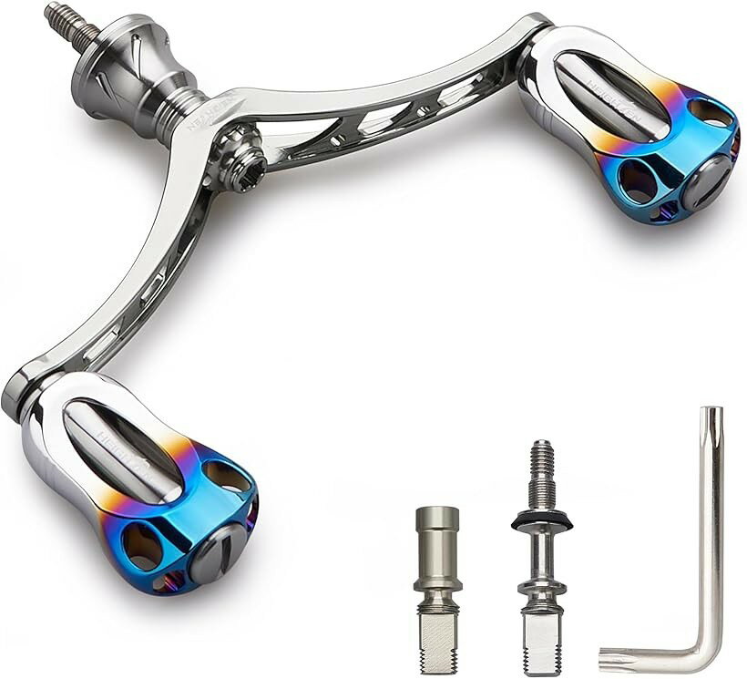 98mm リール ハンドル 22mm ノブ 搭載 シマノ ダイワ 通用 スピニングリール用 Aurora Series ガンメタル - 焼き色 852 (ガンメタル - 焼き色)