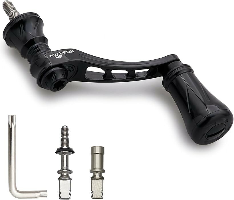 バリエーションコード : 2b91j3l4cy商品コード2b91j3q2jw商品名可変 リール ハンドル 19mm アルミ ノブ 搭載 シマノ ダイワ 通用 スピニングリール 用 Arch SeriesブランドHEIGHTENカラーブラックサイズ等45-50mm「特徴」軸芯距離45-50mm可変ハンドル、19mmアルミ製6.8g軽量ノブ搭載、軽くて強度アップ。「サイズ」ハンドル軸心距離45-50mm可変、ノブ直径19mm「総重」25g (ダイワ用)/29g(シマノ用)「素材」70シリーズ航空アルミ。「リールハンドル付属」DAIWA ソケット 1個、SHIMANO ソケット 1個、レンチ1個。「対応機種」DAIWA、SHIMANO ネジ込み式 スピニングリール 。※ 他ネットショップでも併売しているため、ご注文後に在庫切れとなる場合があります。予めご了承ください。※ 品薄または希少等の理由により、参考価格よりも高い価格で販売されている場合があります。ご注文の際には必ず販売価格をご確認ください。※ 沖縄県、離島または一部地域の場合、別途送料の負担をお願いする場合があります。予めご了承ください。※ お使いのモニタにより写真の色が実際の商品の色と異なる場合や、イメージに差異が生じることがあります。予めご了承ください。※ 商品の詳細（カラー・数量・サイズ 等）については、ページ内の商品説明をご確認のうえ、ご注文ください。※ モバイル版・スマホ版ページでは、お使いの端末によっては一部の情報が表示されないことがあります。すべての記載情報をご確認するには、PC版ページをご覧ください。