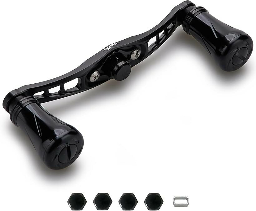 92mm リール ハンドル 19mm ノブ搭載 シマノ SHIMANO ダイワ DAIWA アブ Abu 通用 ベイトリール Wing Pillar Series ブラック 923 (ブラック)