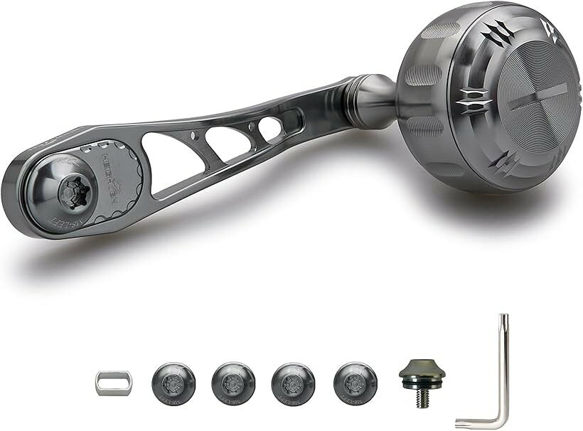 Spinning - 65/75mm可変 リール ハンドル 35mm ハンドルノブ 搭載 シマノ SHIMANO ダイワ DAIWA アブ Abu ベイトリール 通用 Arch Hammer Series ガンメタル 986 (ガンメタル)
