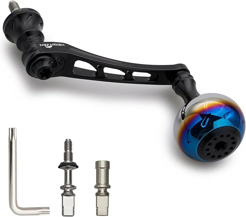 55-60mm可変 リール ハンドル 30mm ハンドルノブ 搭載 ダイワ DAIWA シマノ SHIMANO 通用 スピニングリール Aurora Series ブラック 978 (ブラック, 55-60mm可変)
