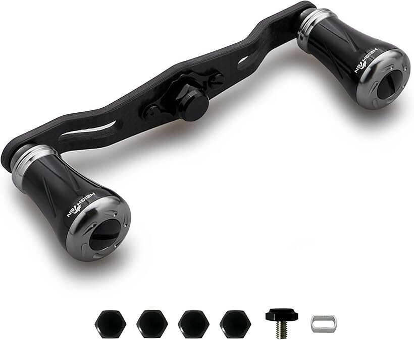 リール ハンドル 1.5K炭素布 カーボン シマノ SHIMANO ダイワ DAIWA アブ Abu 通用 ベイトリール Pillar Series 999 (ブラック＆ガンメタル, V2.0 - 95mm)