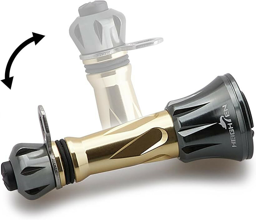 50mm リール スタンド 折り畳み式 シマノ SHIMANO ダイワ DAIWA スピニングリール 通用 夜光 フックキーパー ラインストッパー 1024 (ゴールド＆ダークグレー, 50mm)