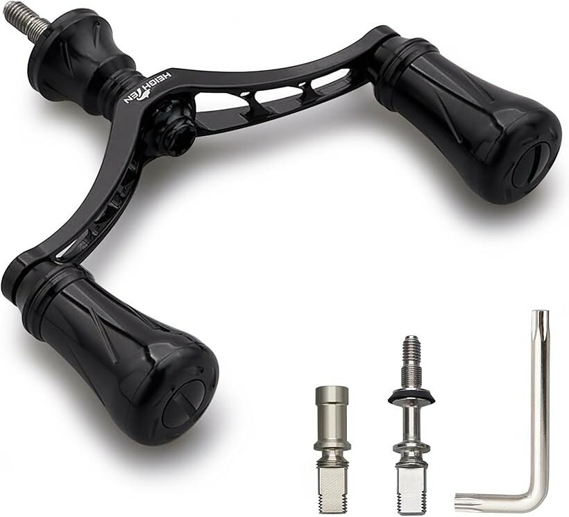 リール ハンドル ノブ 搭載 シマノ ダイワ 通用 スピニングリール用 New Pillar Series 1006 (80mm - ブラック)