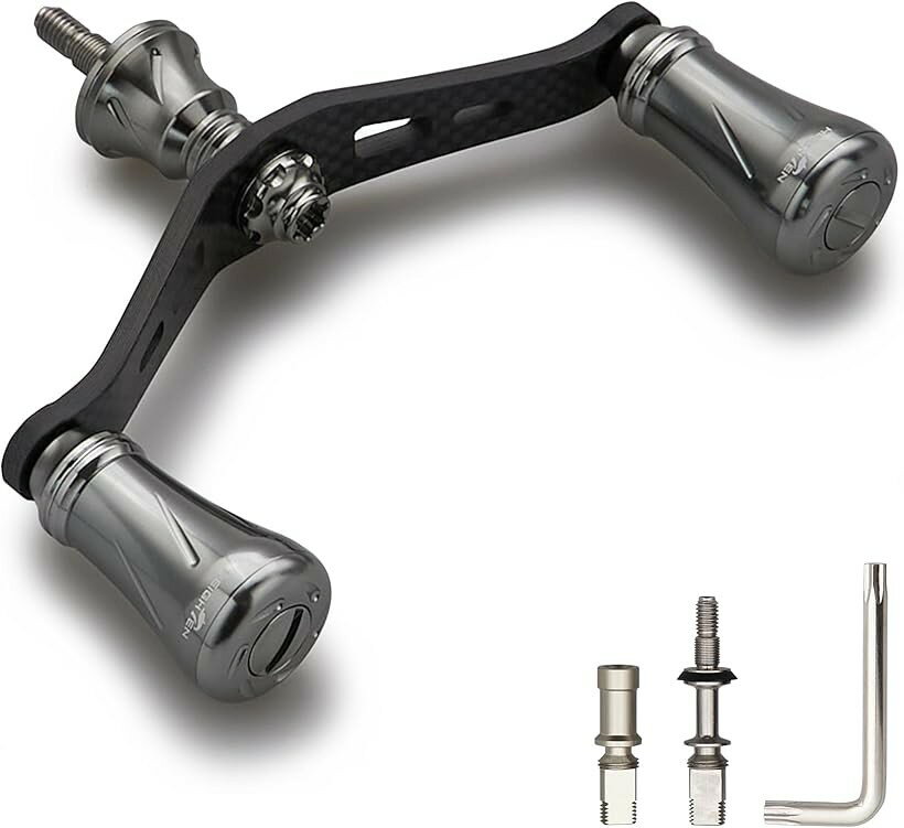 90mm リール ハンドル シマノ ダイワ 通用 1.5K炭素布 カーボンクランクハンドル スピニングリール用 Chess Series 19mmノブ搭載 - ガンメタル 0585 (19mmノブ搭載 - ガンメタル)