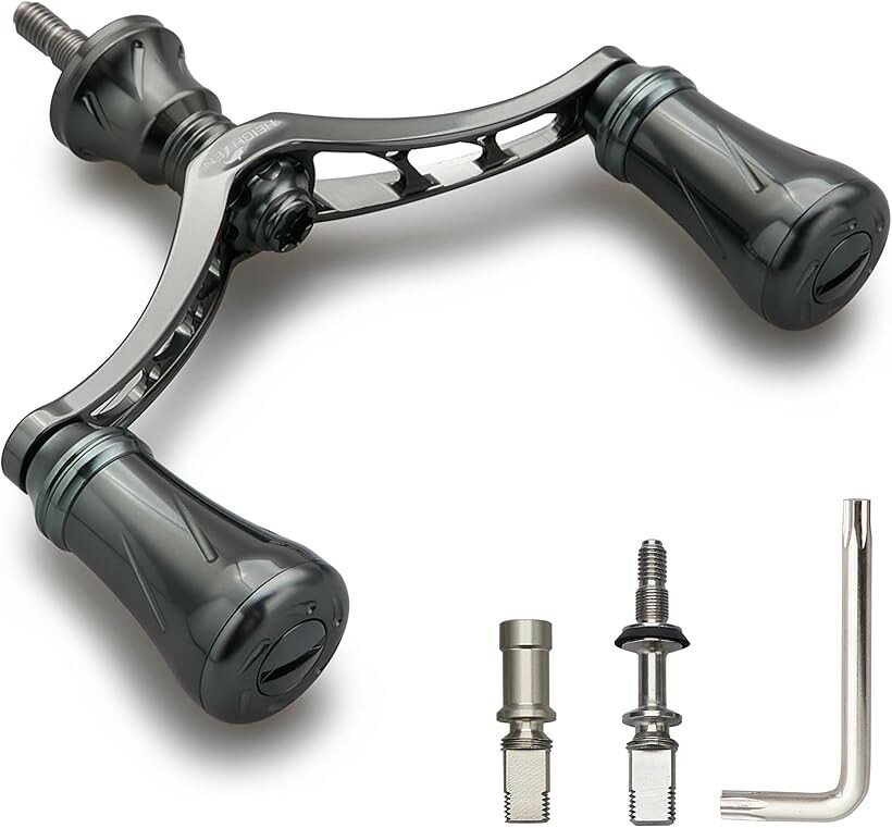 Boat Fishing - リール ハンドル 20mm/19mm ノブ 搭載 シマノ ダイワ 通用 スピニングリール用 New Pillar Series (80mm - ダークグレー(22STELLA)