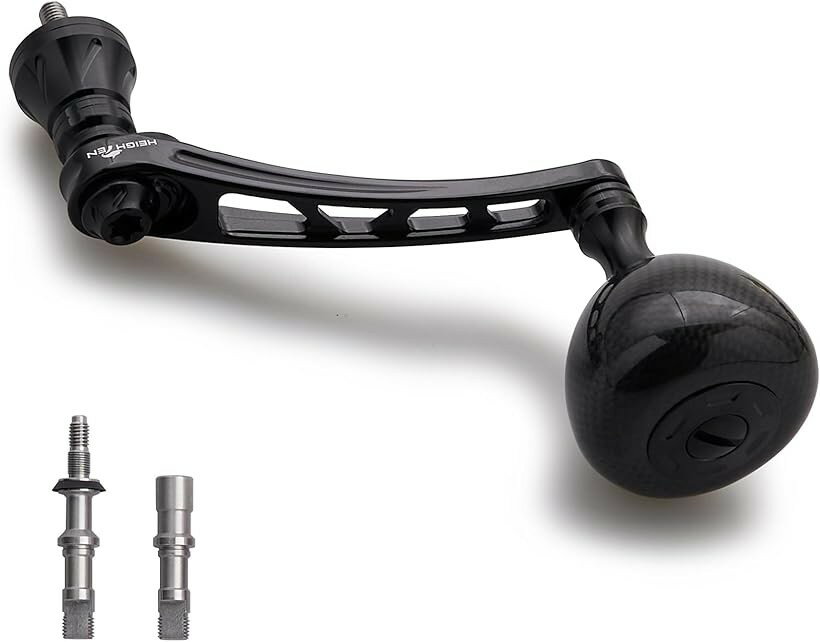 65-70mm可変 リール ハンドル 36mm カーボン製 ノブ搭載 シマノ Shimano ダイワ Daiwa 通用 スピニングリール Carbon Drum Series (ブラック)