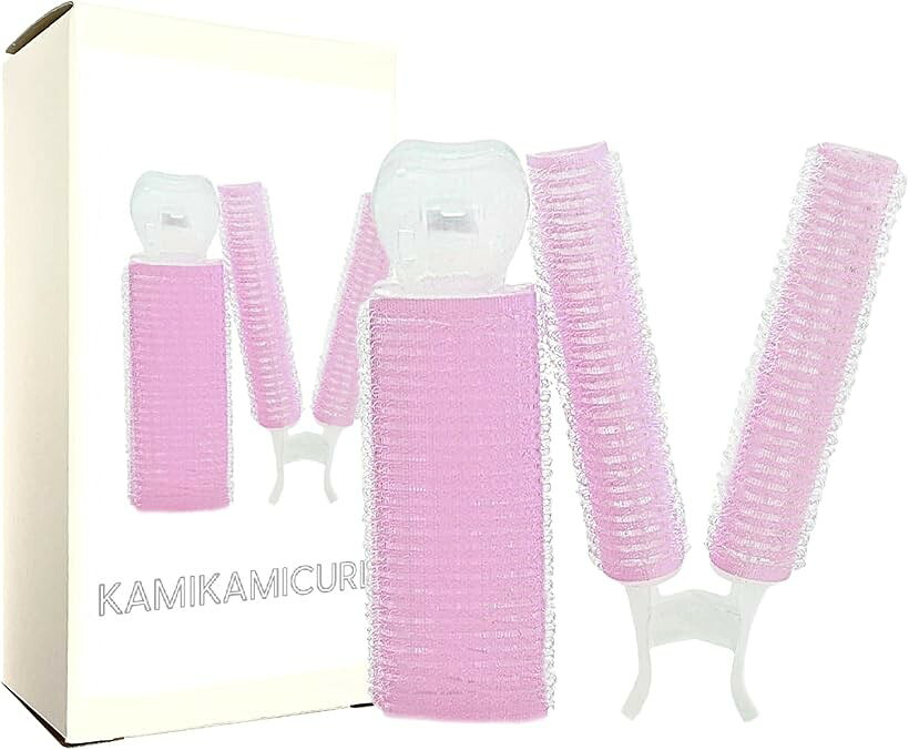 カミカミカーラー 手巻きカーラー 前髪 前髪カット 前髪カール 前髪クリップ マジックカーラー ストレートブラシ pink大2 (BigPink2, 11cm x 4 cm)