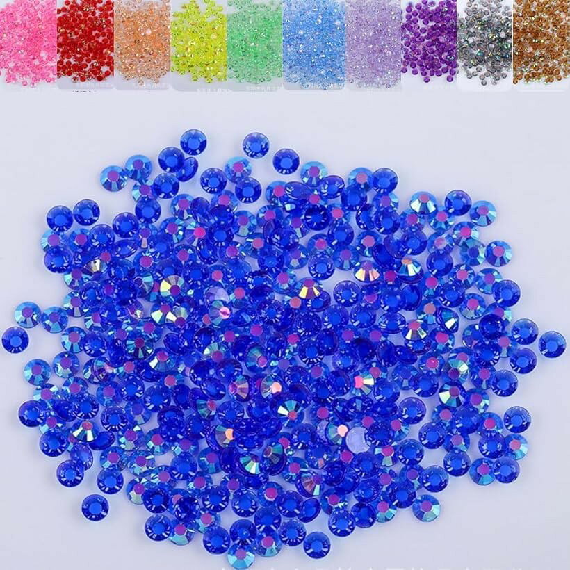 ラインストーン 1000粒 透明クリア うちわデコ (ブルー, 3mm)