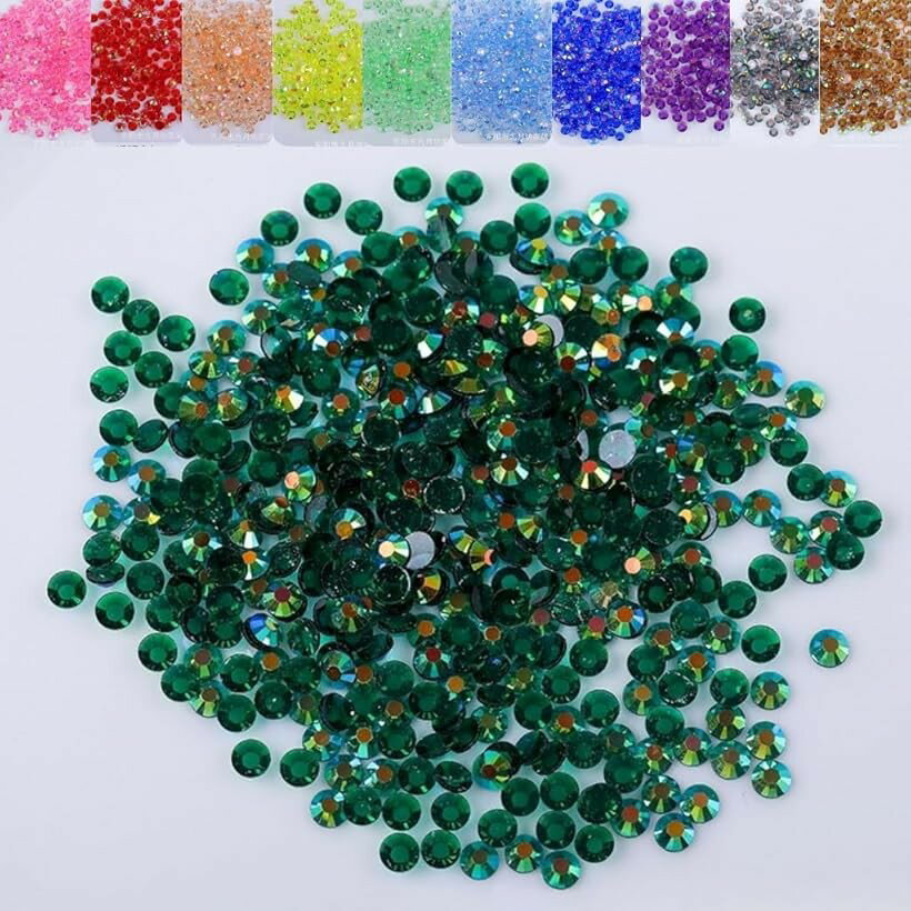 ラインストーン 1000粒 透明クリア うちわデコ (グリーン, 3mm)