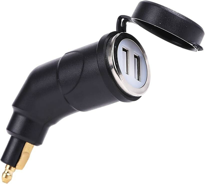 互換品 バイク用蓋付きシガーソケット USB BMWスタイル ヘラーソケット USB電源ソケット 2ポート 社外品 ブラック (ブラック)