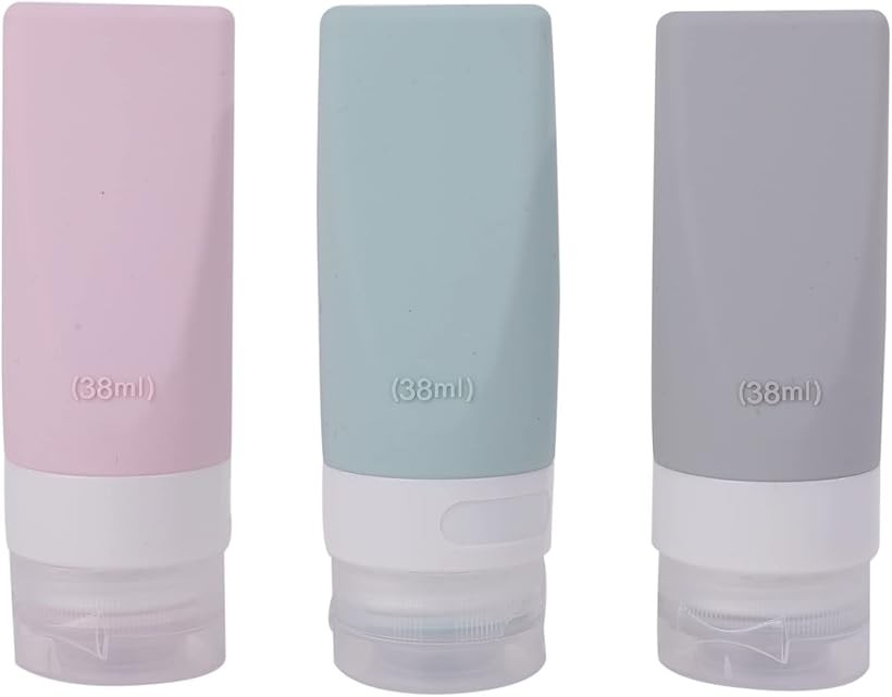 Small Goods - 詰め替えボトル シリコン製 小分け容器 トラベル 3本セット ピンク グリーン グレー 38ml (ピンク グリーン グレー 38ml)