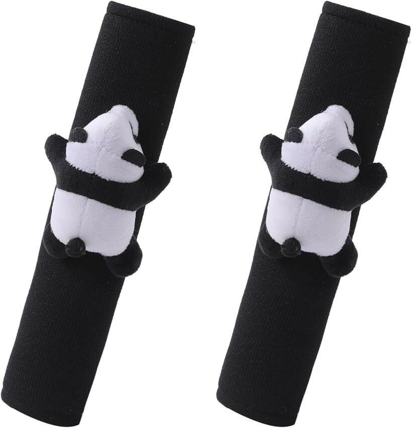 シートベルトカバー パンダ キッズ用 ぬいぐるみ 2個セット ショルダーパッド (ブ...