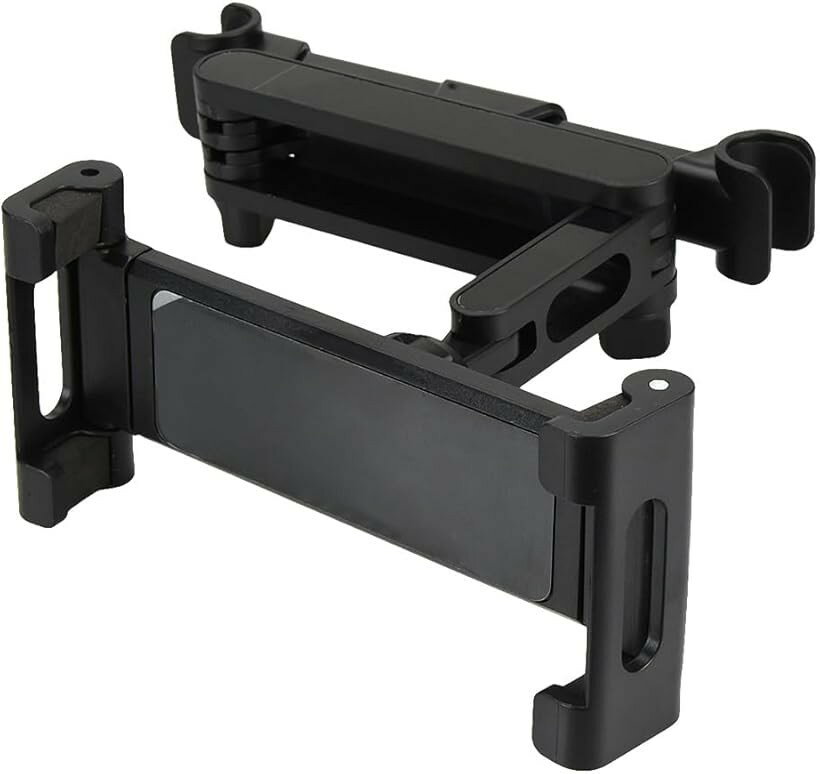 後部座席用タブレットホルダー クリップ式 ヘッドレスト固定 360度回転 伸縮可能 ...