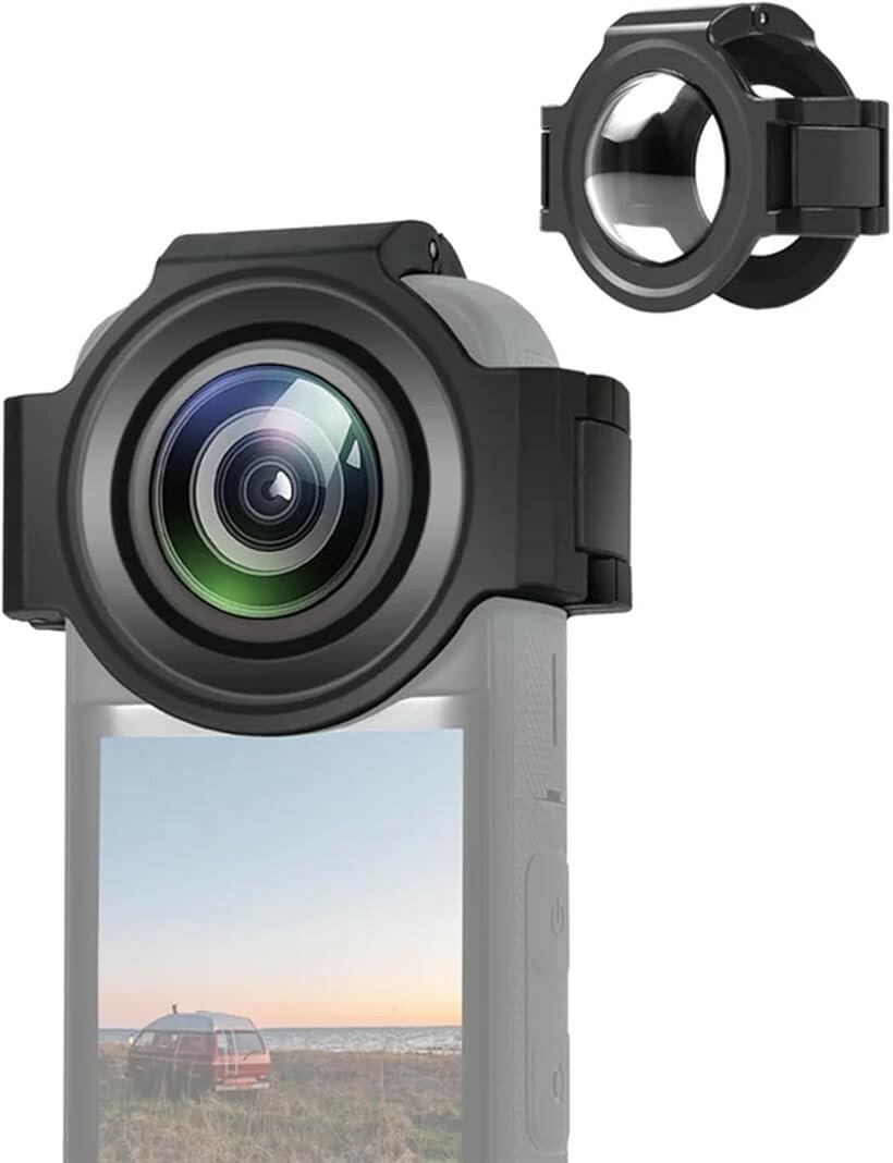 Insta360 X3 レンズカバー 光学ガラスプロテクター 防水 傷防止 (ブラック レンズ)