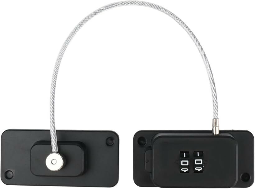チャイルドロック ダイヤル式 ミニ冷蔵庫 ドア キャビネット用 安全ロック 鋼線タイプ (ブラック)