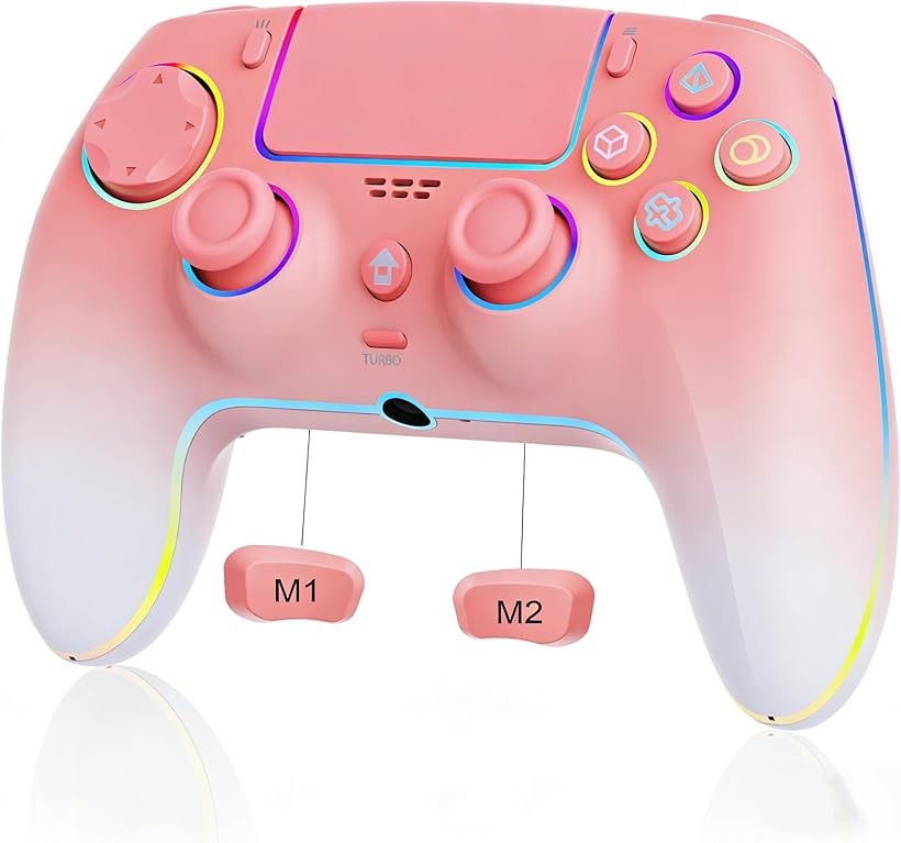 スイッチ コントローラー ゲームパッド 新登場 25時間連続使用 1500mAh大容量 背面ボタン付き マクロ機能 連射機能 Bluetooth 無線接続 (グラデーションピンク)