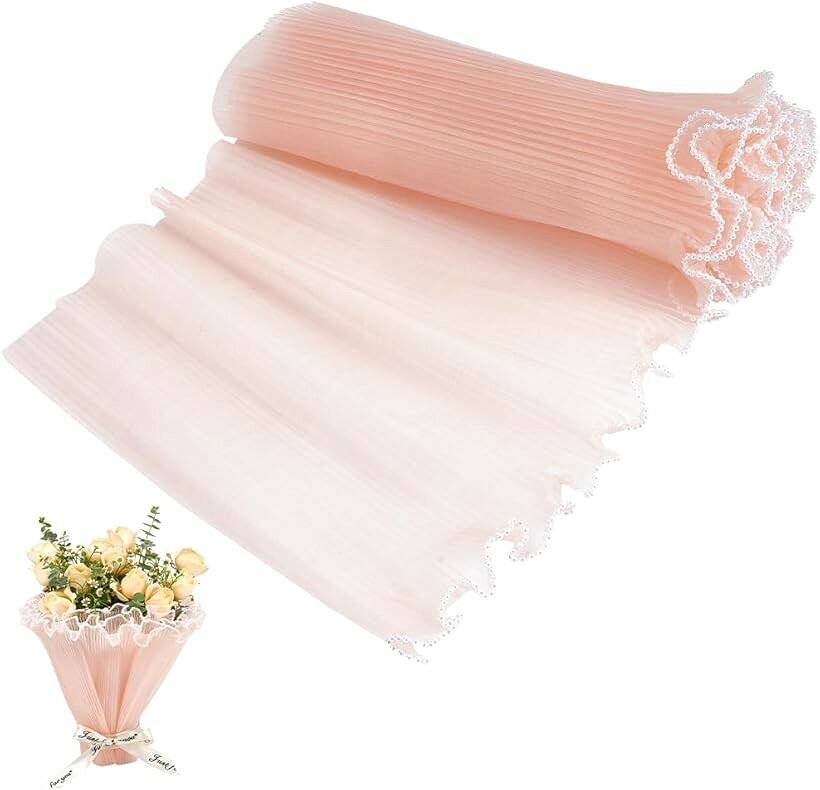 ラッピングペーパー 花束 包装紙 レースペーパー パールエッジ ラッピング材 工芸品 フラワー 材料 梱包材 記念日 誕生日 バレンタインデー 贈り物 (シャンパン色, 幅27cm)
