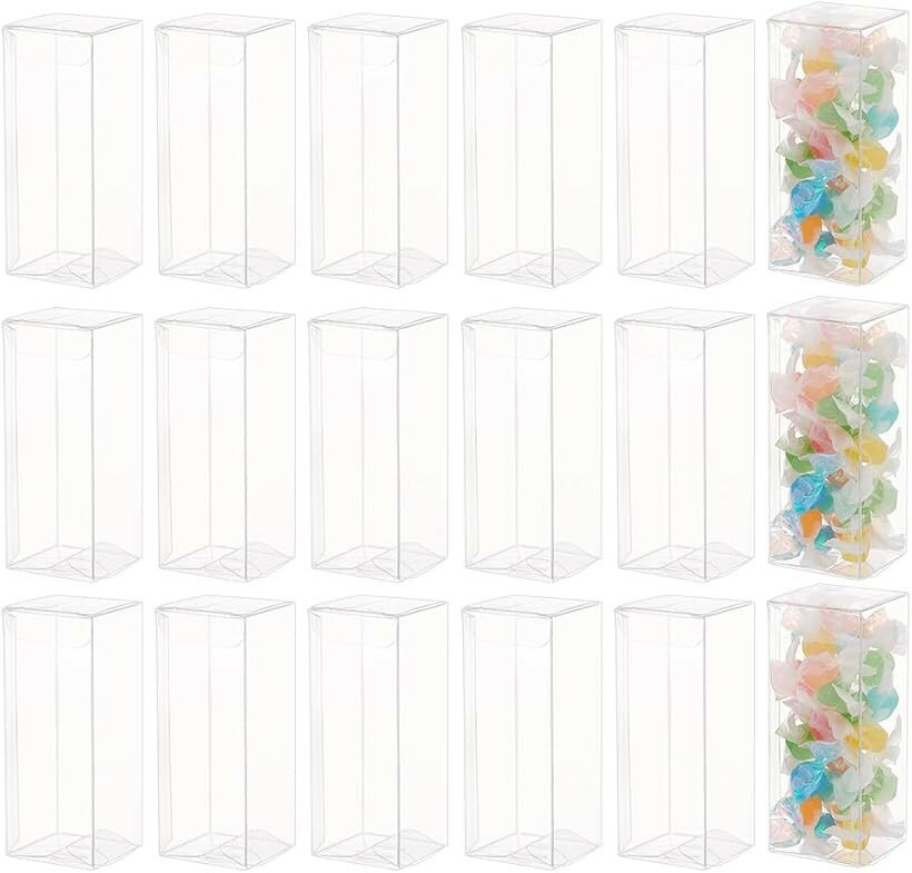 40個 PVC透明プラスチックケース 長方形 折り畳みボックス 防水クリアギフトボック...