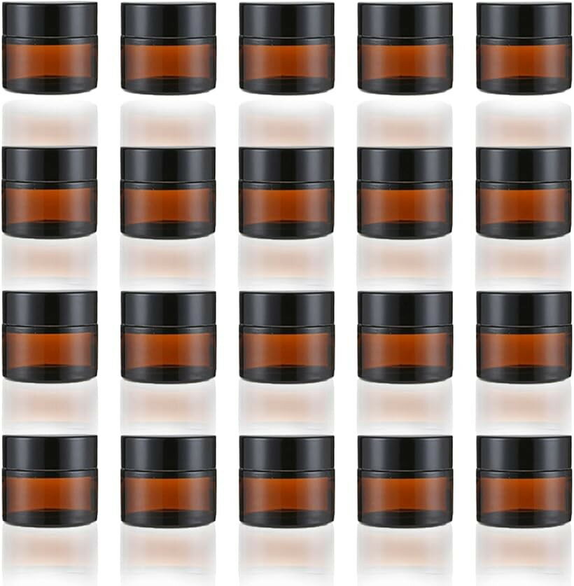 Refill, Atomizers - クリーム容器 遮光瓶 ガラス製 ジャー 詰め替え 保存用 中蓋付き ブラウン (茶色, 10g 20個)