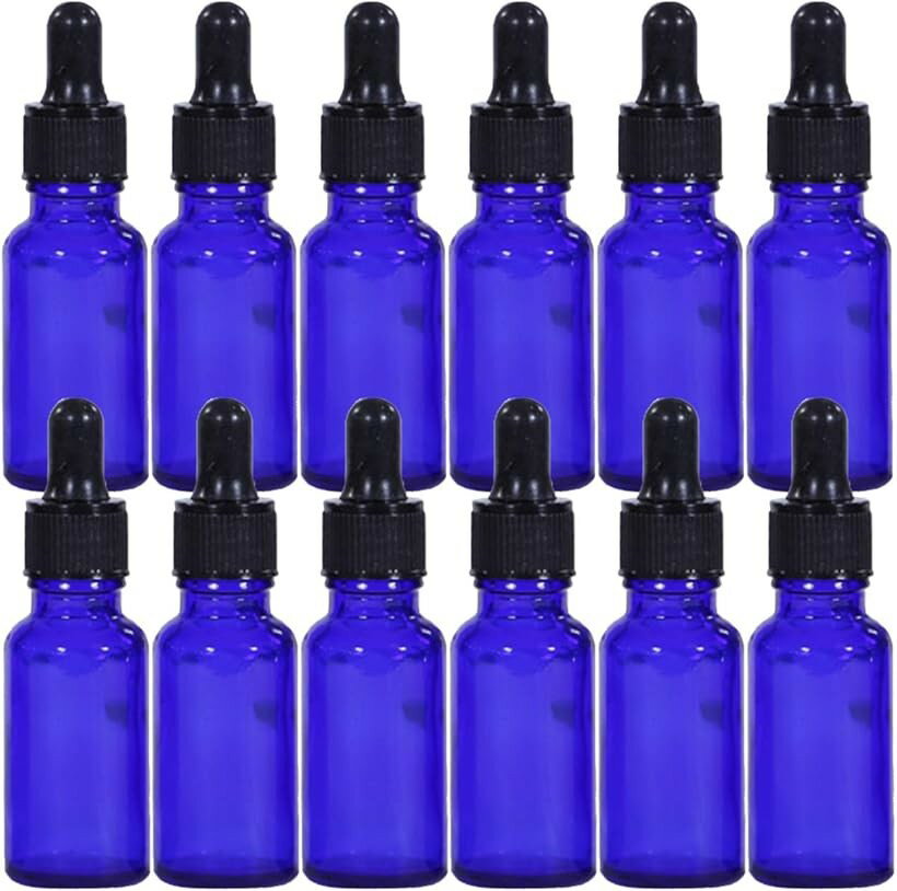 Refill, Atomizers - 遮光瓶 スポイト付き アロマオイル 精油 詰め替え 保存用 ガラス製 12本セット (ブルー, 20ml)
